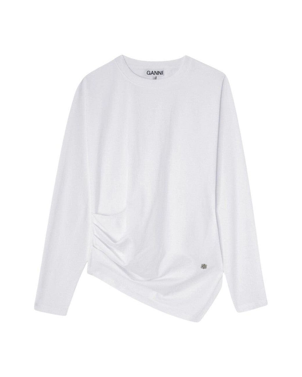 Ganni White Solid Crew Neck T-Shirt