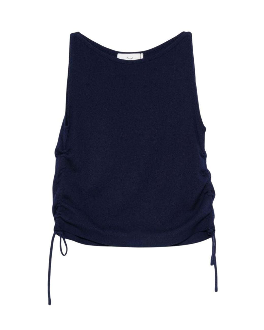 DUNST Blue Solid Round Neck Top
