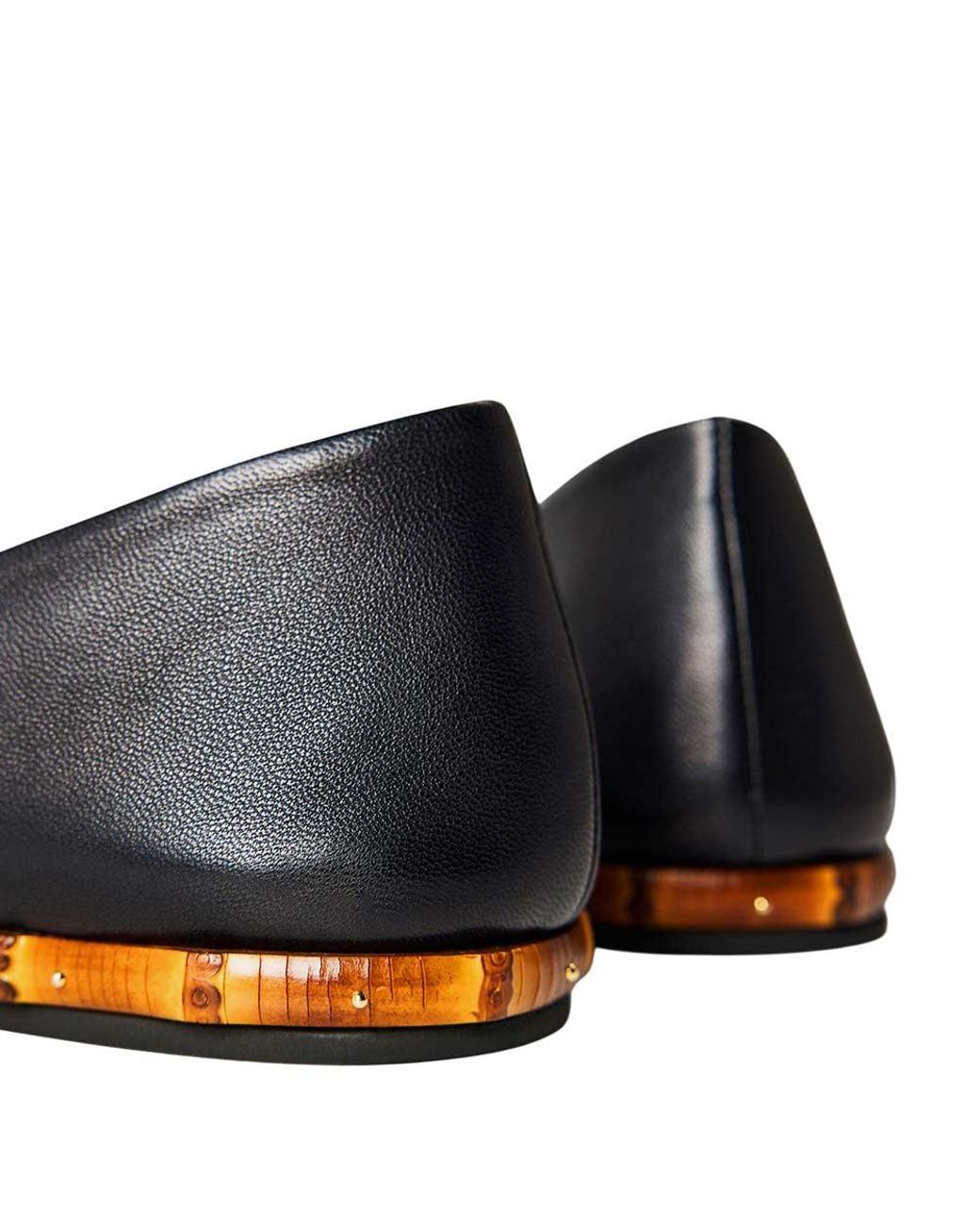 Gucci Black Bow Bamboo Ballet Flats