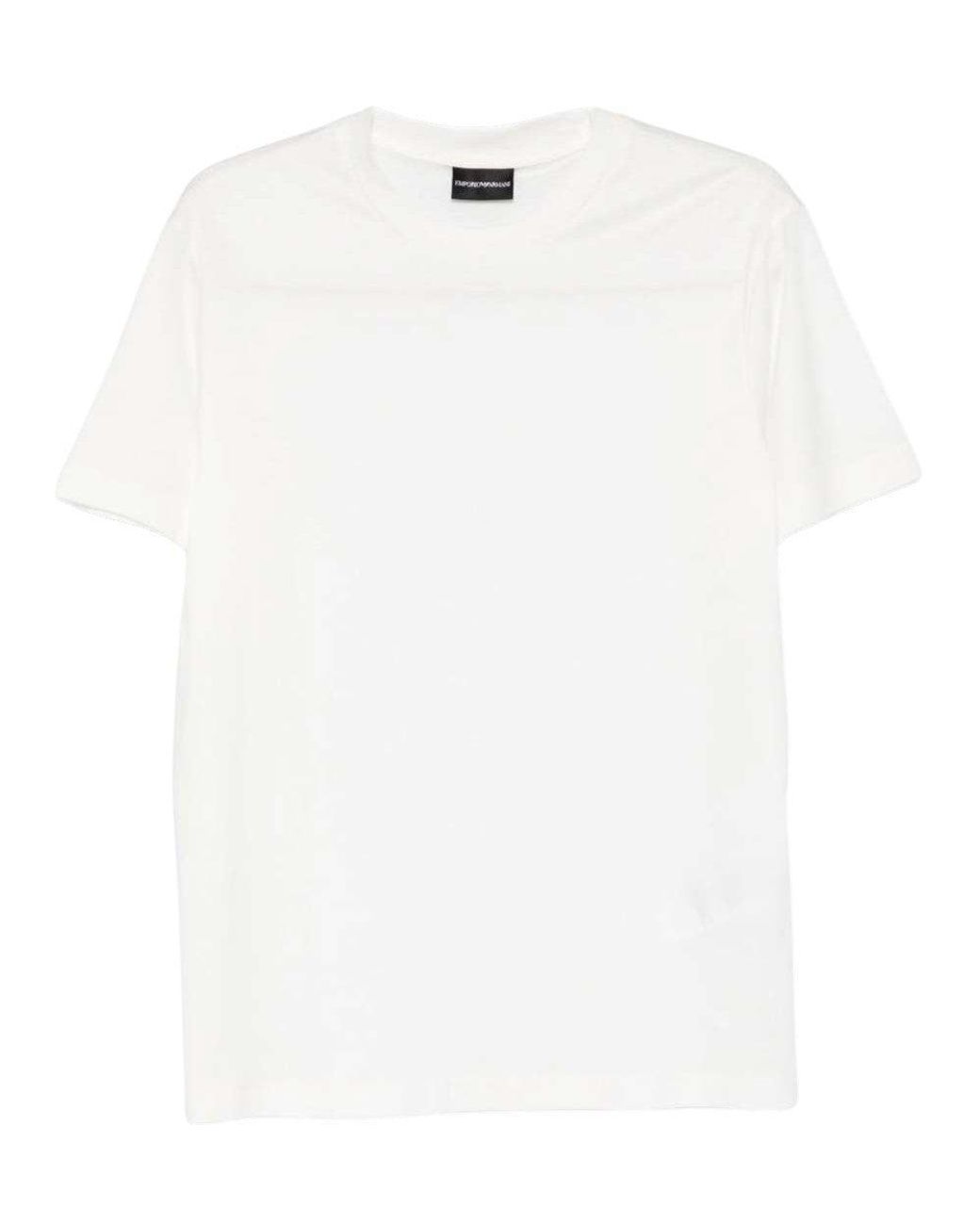 Emporio Armani White Solid Crew Neck T-Shirt for men
