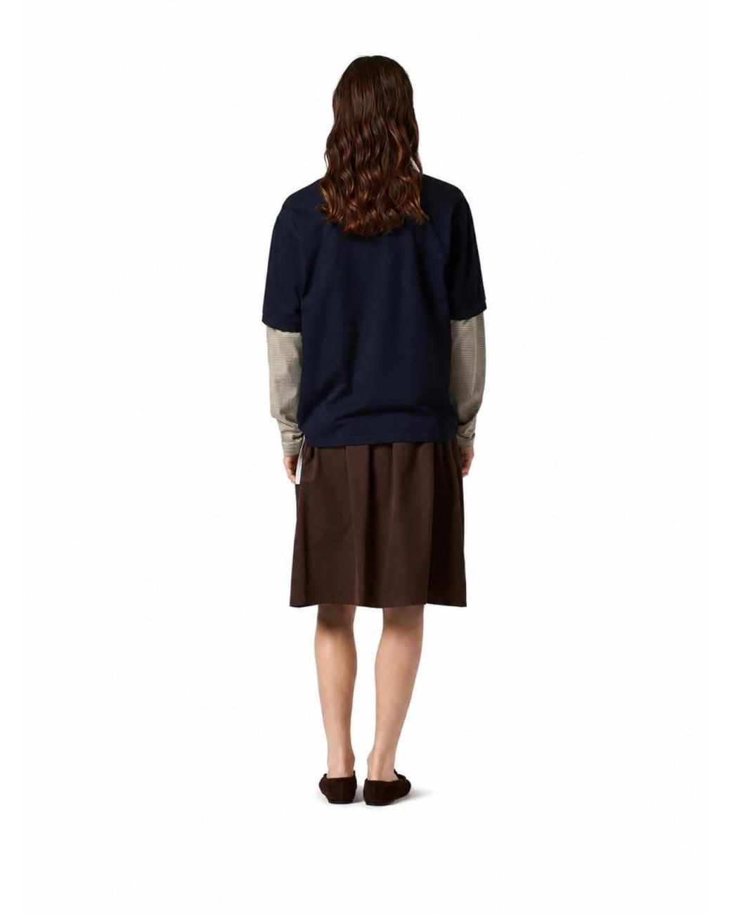 Miu Miu Blue Stripes Shirt Collar T-Shirt