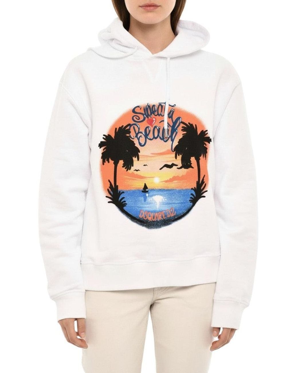DSquared² Gray Graphic Hood Hoodie