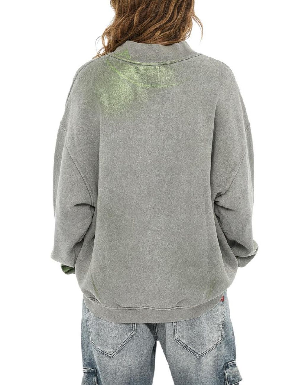 DIESEL Gray Mock Collar Sweatshirt