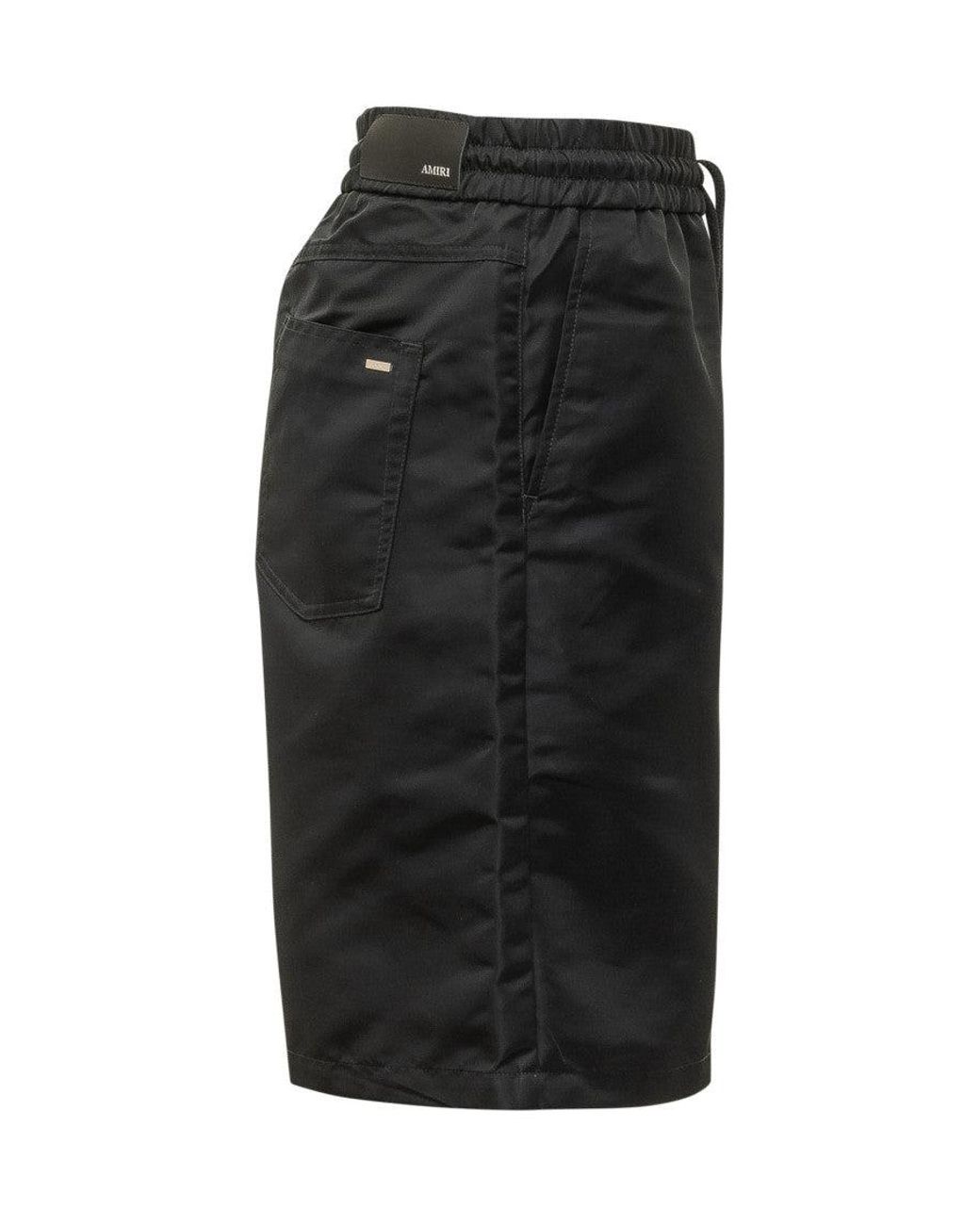 Amiri Black Embroidered Logo Shorts for men