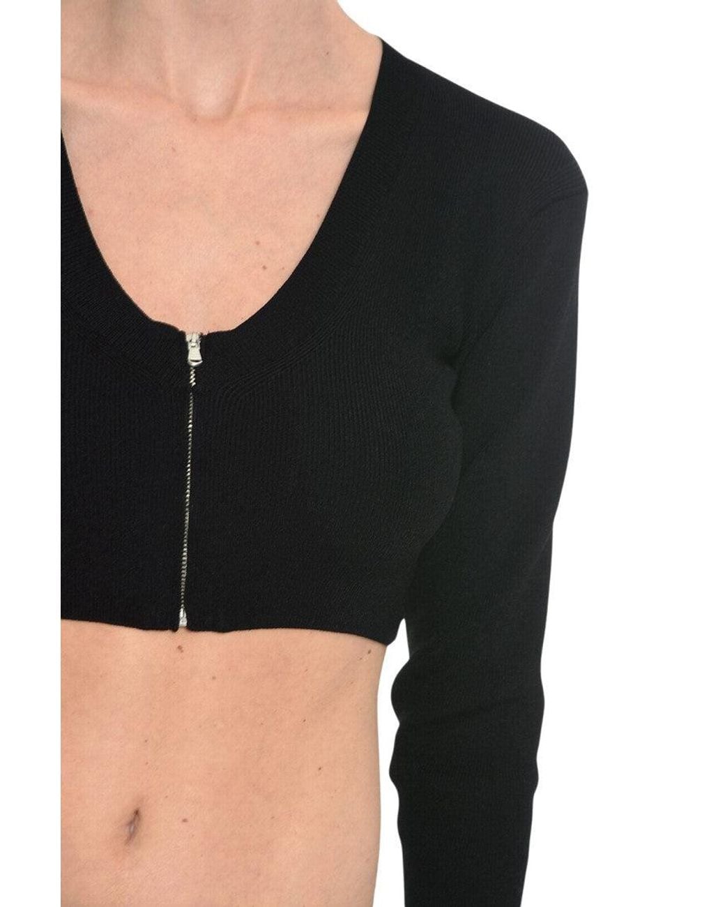 Herskind Black Solid V Neck Crop Cardigan