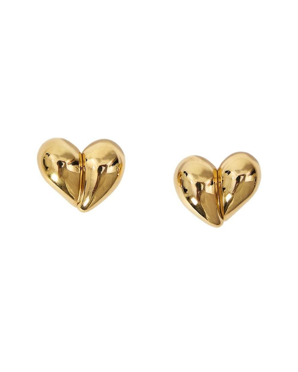 Bottega Veneta Metallic Golden Heart Stud Earrings