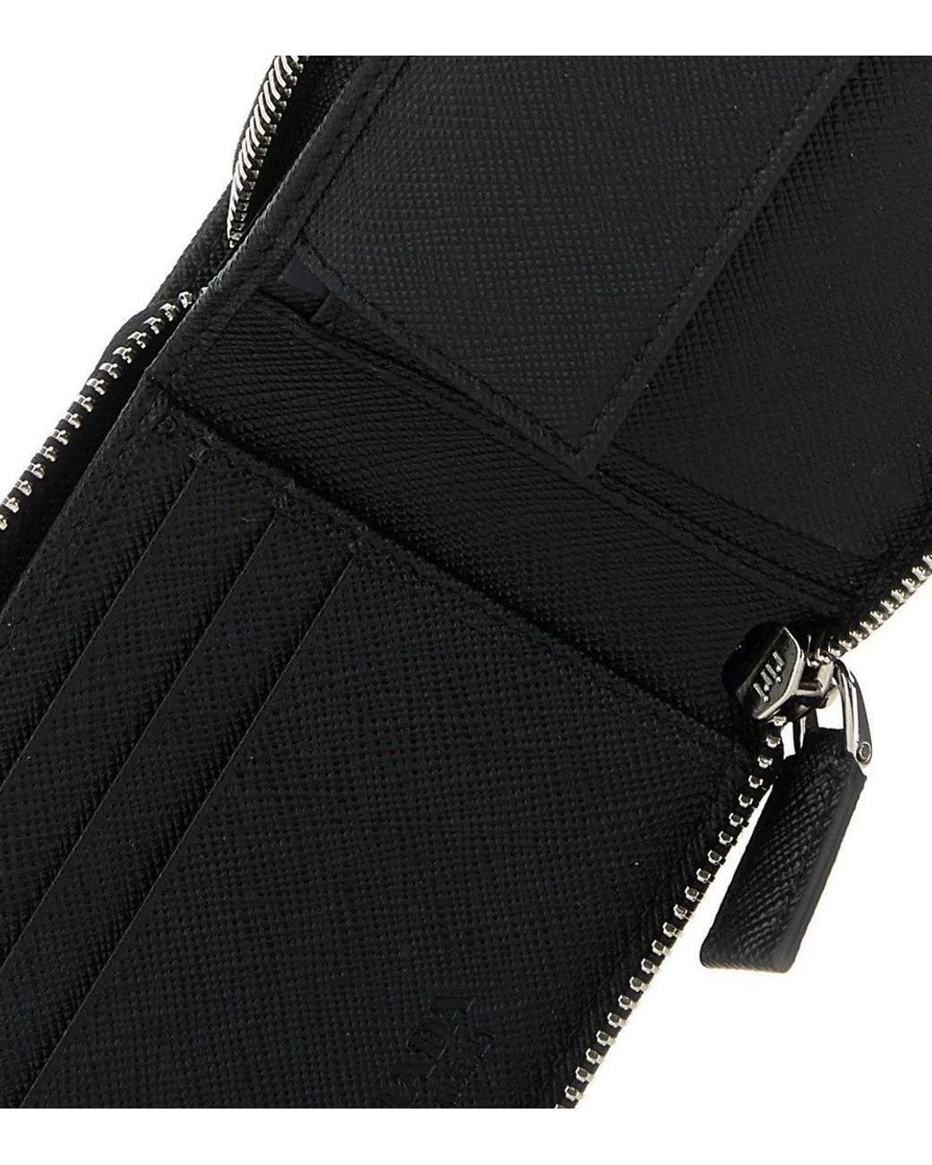 Prada Black Lampo Solid Wallet for men