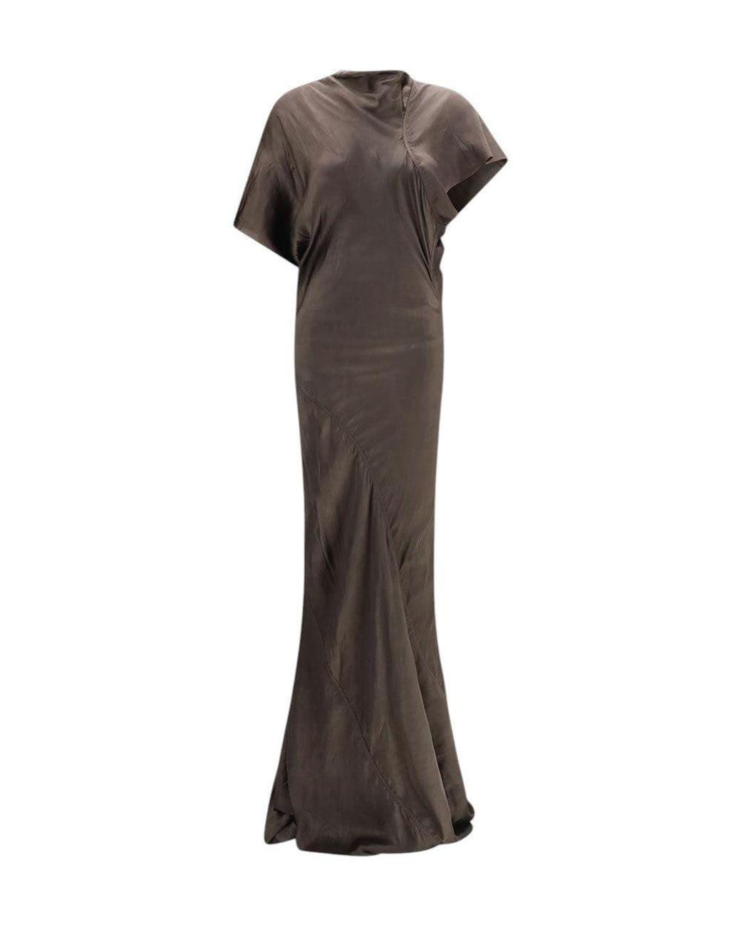 Rick Owens Brown Cowl Neck Maxi Dress