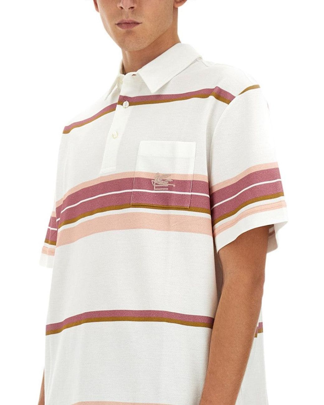 Etro White Regular Fit Polo Shirt With Pegasus Embroidery for men