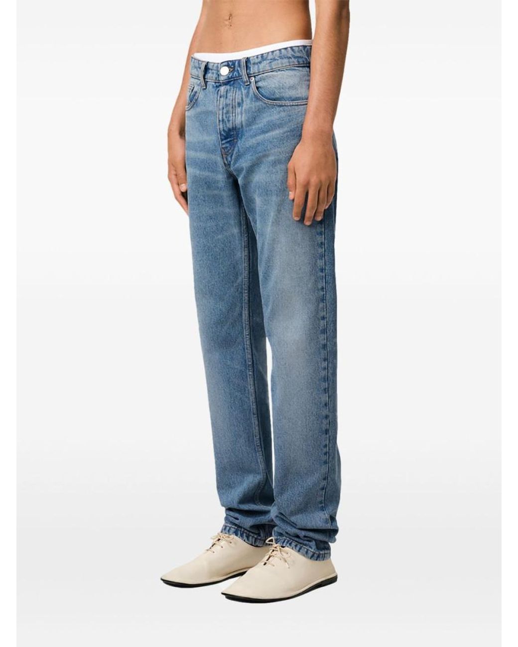 AMI Blue Cotton Slim Jeans for men