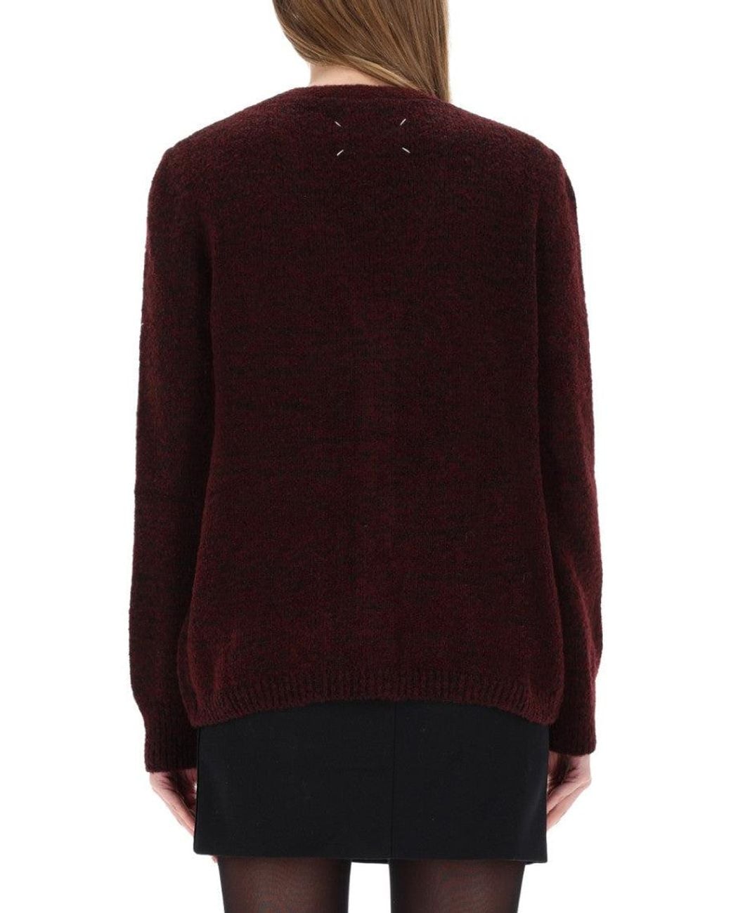 Maison Margiela Red Knitted V Neck Cardigan
