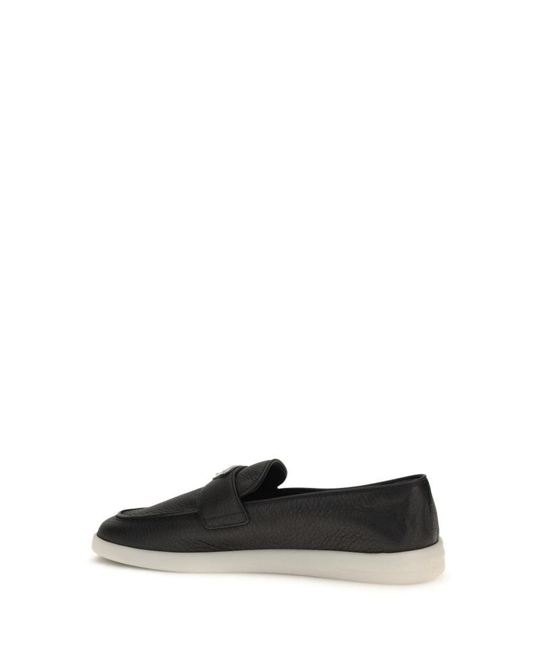 Prada Black Logo Classic Loafers for men