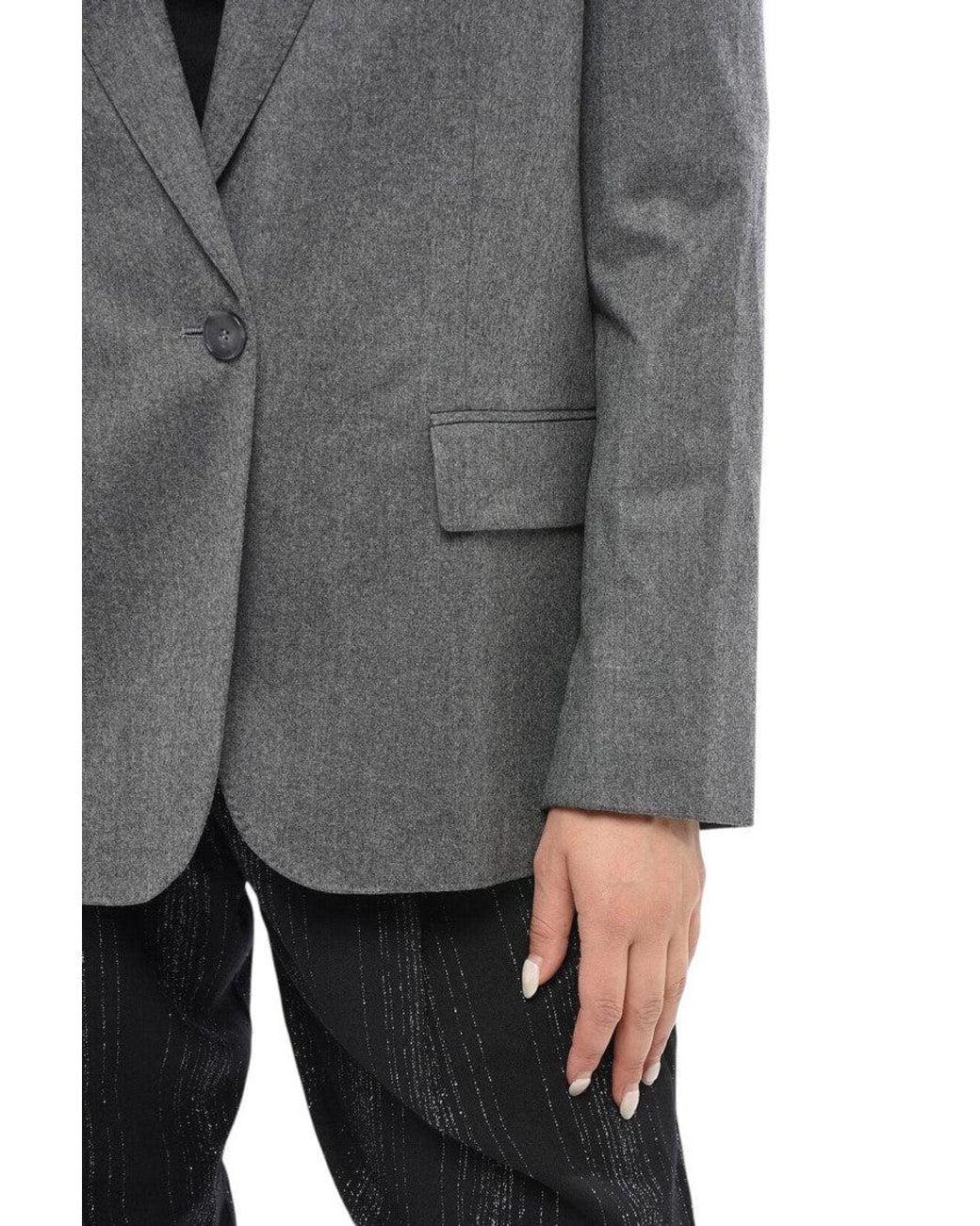 Stella McCartney Gray Solid Peaked Lapel Blazer