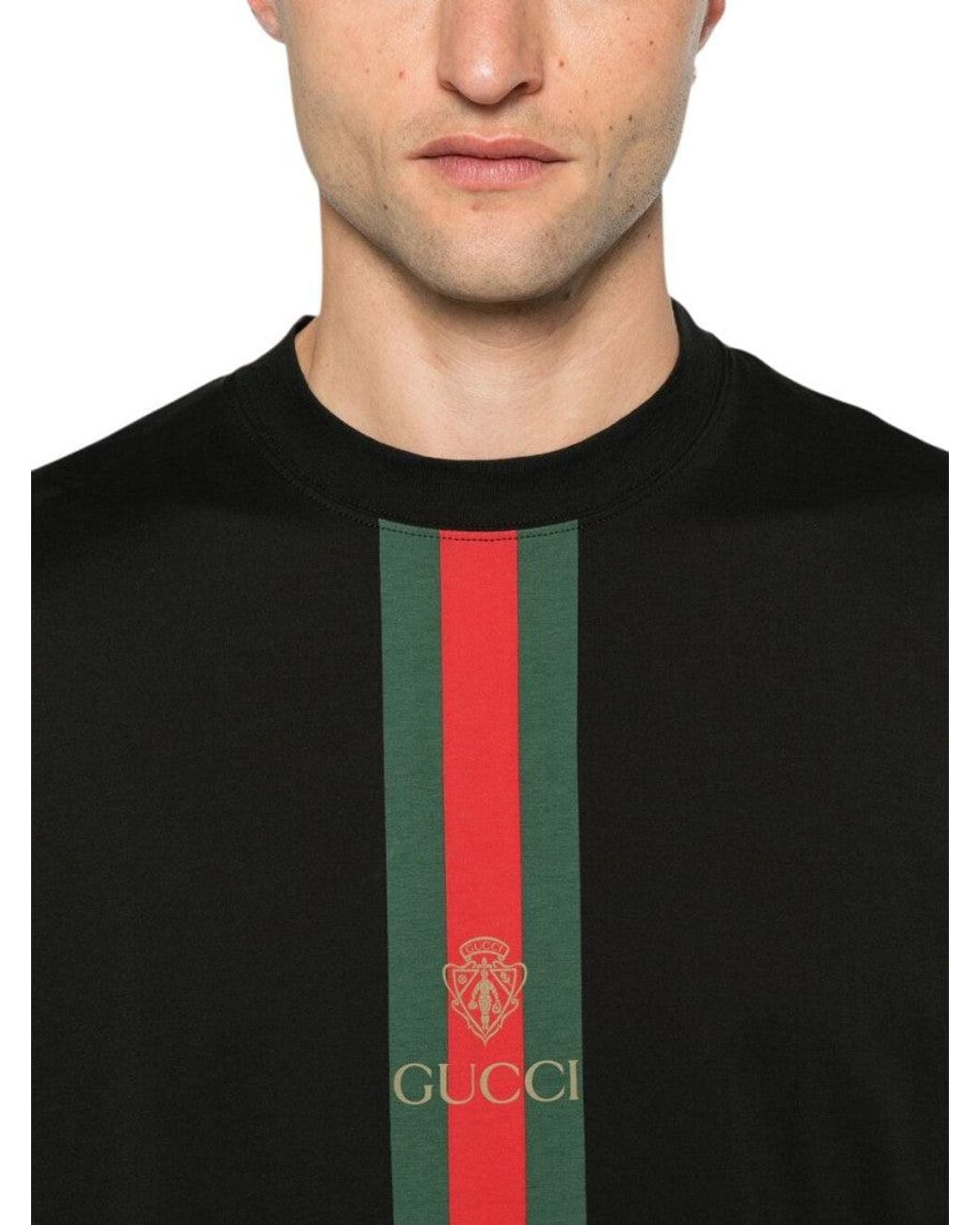 Gucci Black Crew Neck Logo T-Shirt for men