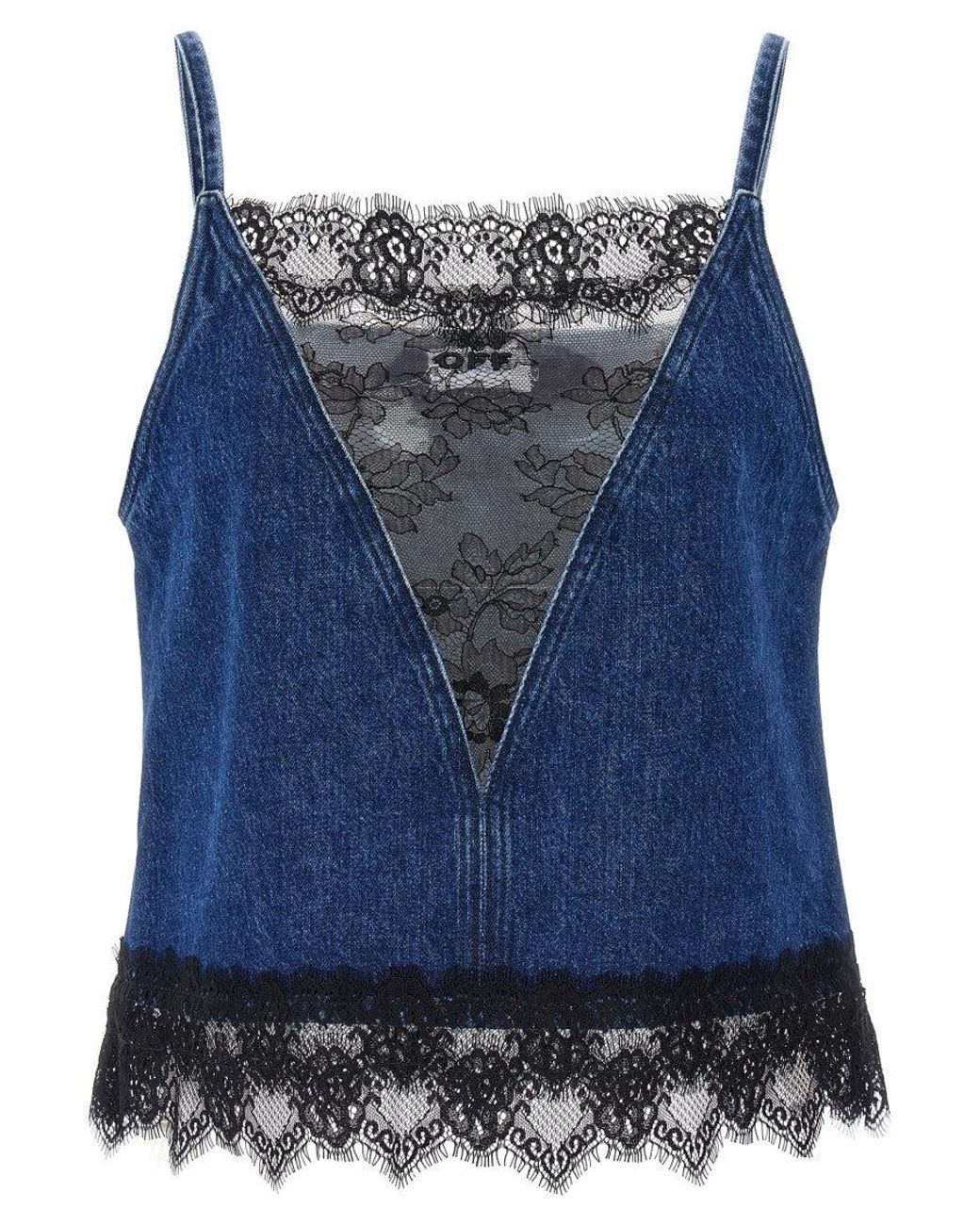 Off-White c/o Virgil Abloh Blue Off- 'Lace 20'S Slip' Top