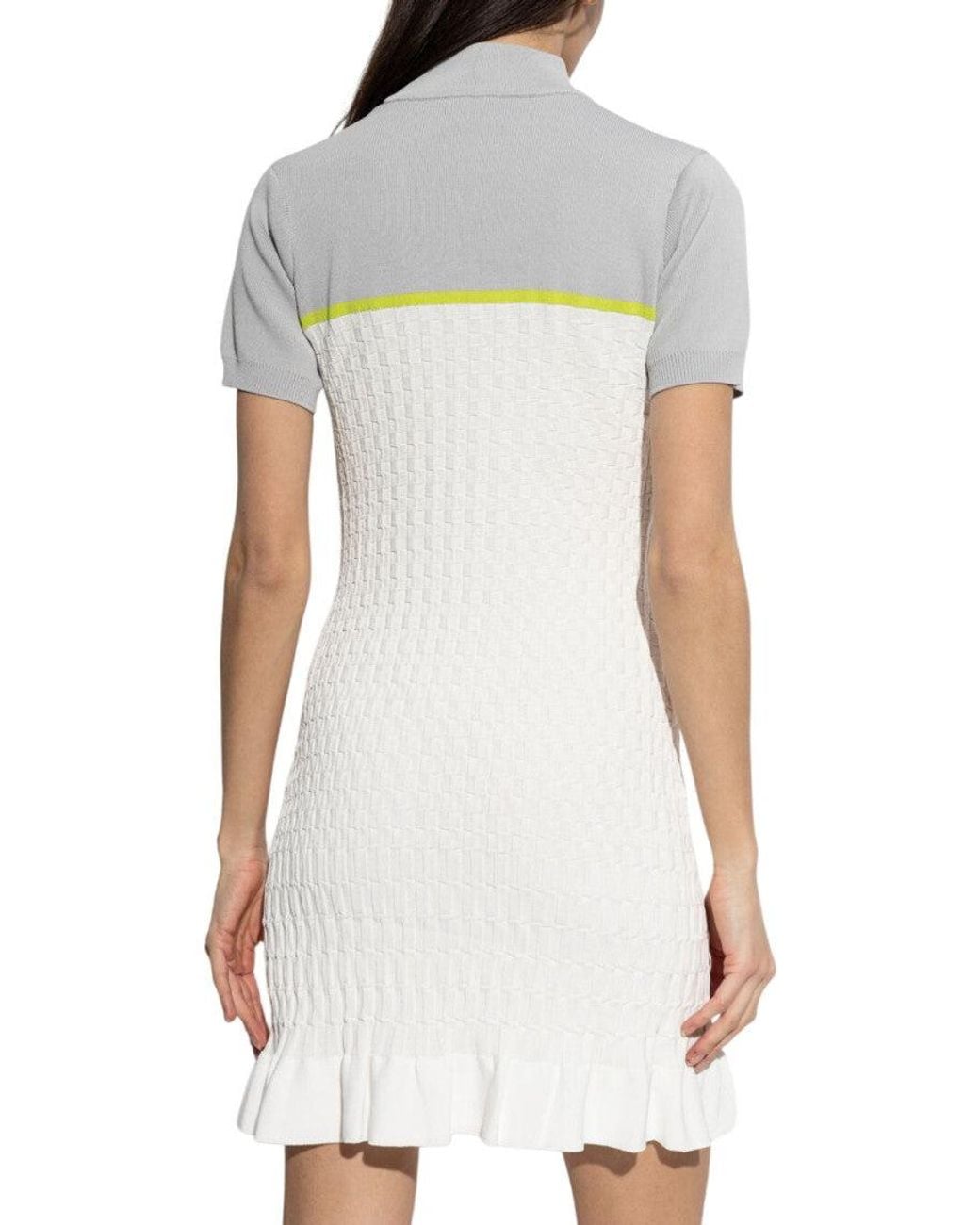 Casablanca White Textured Mock Collar Mini Dress