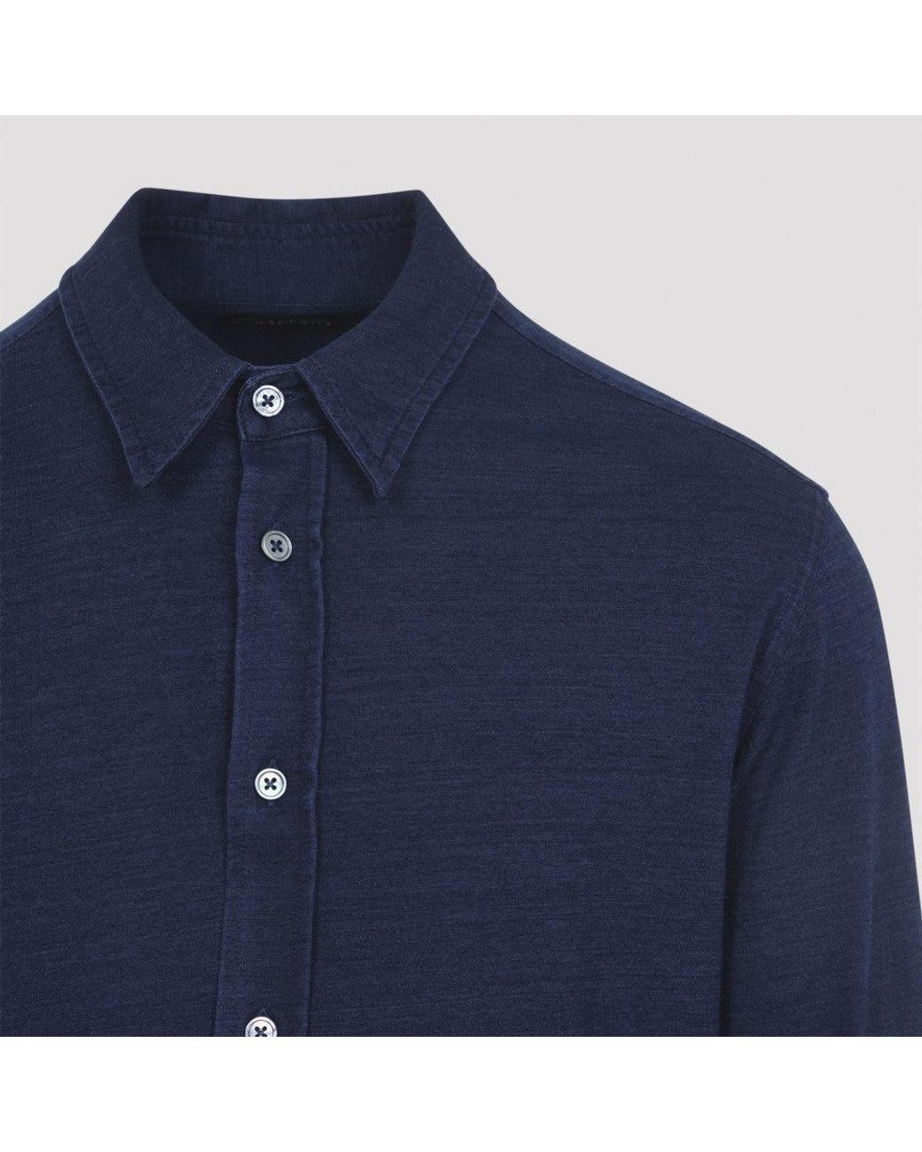 Tom Ford Blue Classic Collar Shirt for men