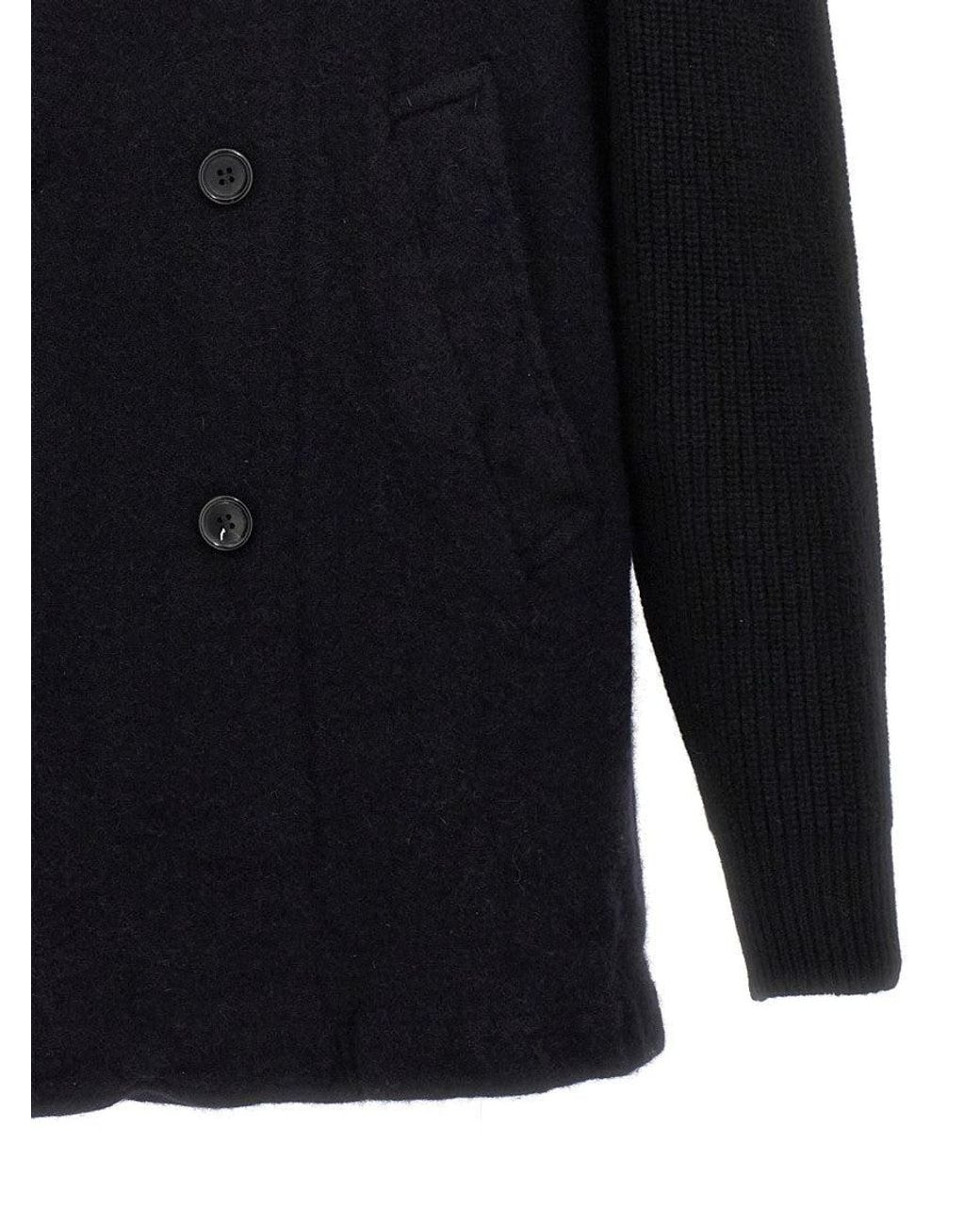 Comme des Garçons Blue Double Breasted Wool Coat for men