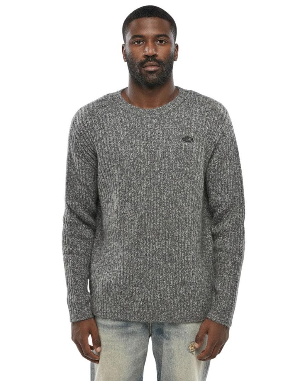 DIESEL Gray Crew Neck Sweater for men