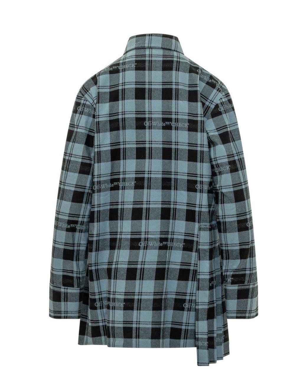 Off-White c/o Virgil Abloh Blue Check Shirt Mini Dress