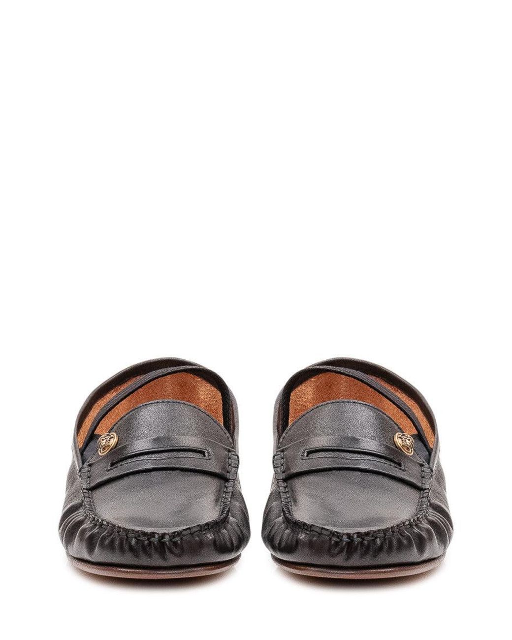 Versace White Leather Loafers