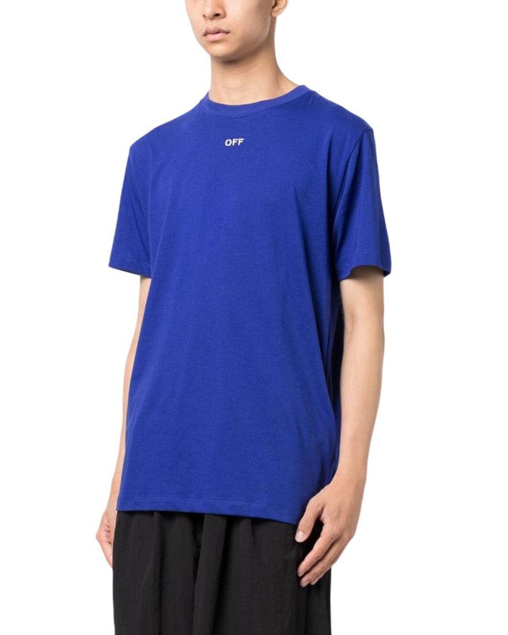 Off-White c/o Virgil Abloh Blue Off- Logo Cotton T-Shirt for men