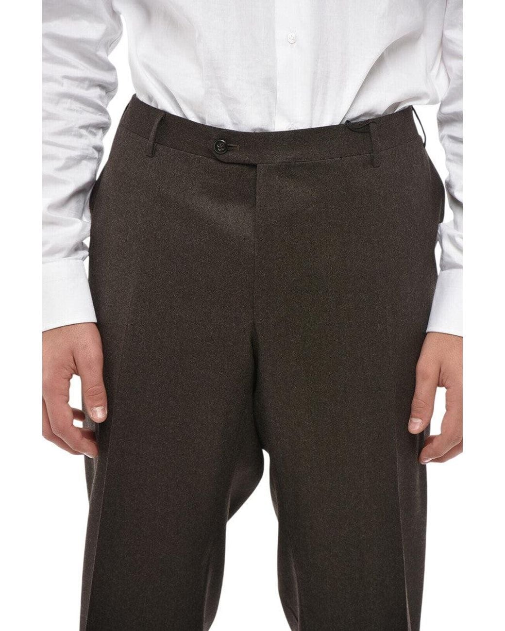Corneliani Gray Flat Front Trousers for men