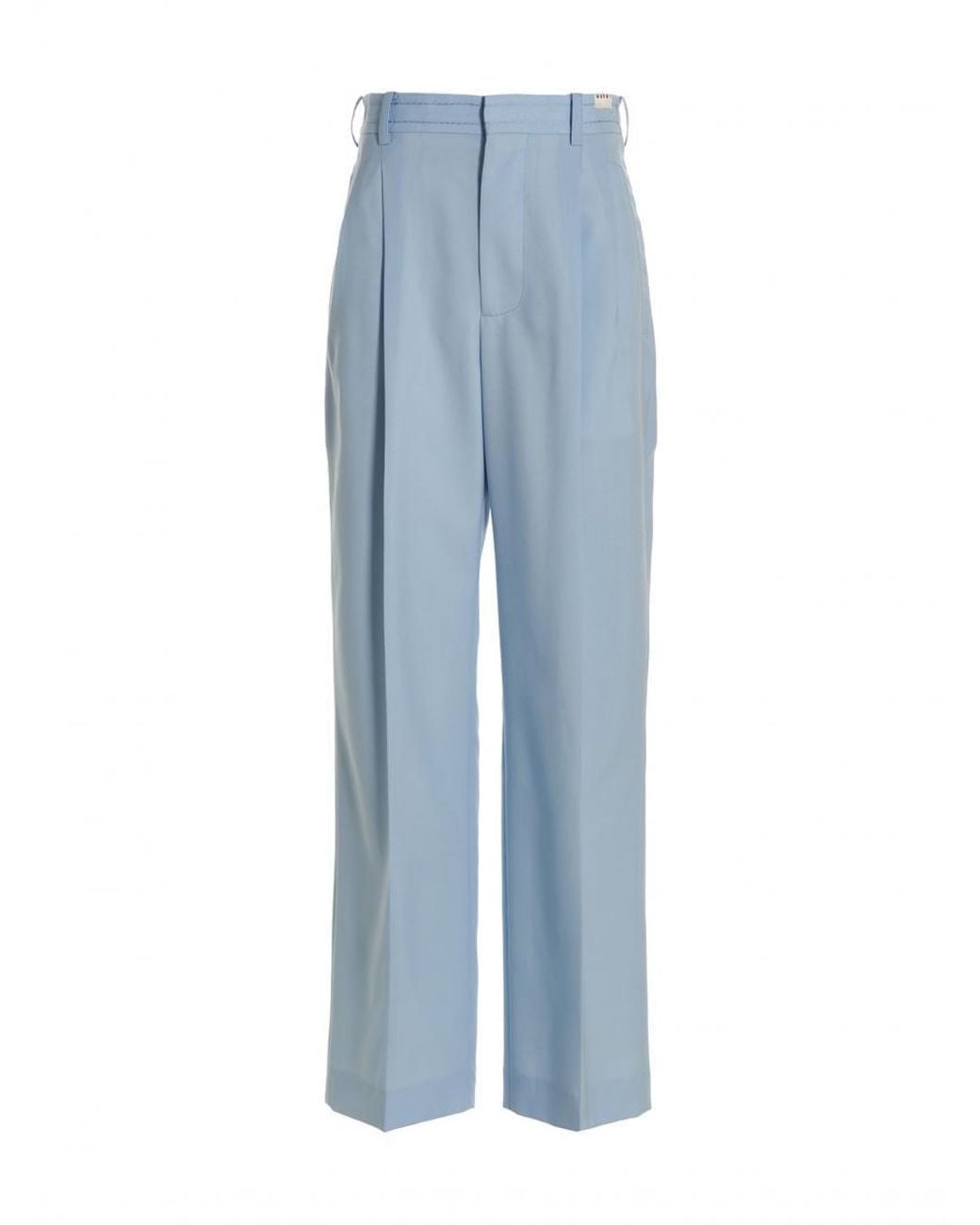 Marni Blue Front Pleat Wool Trousers