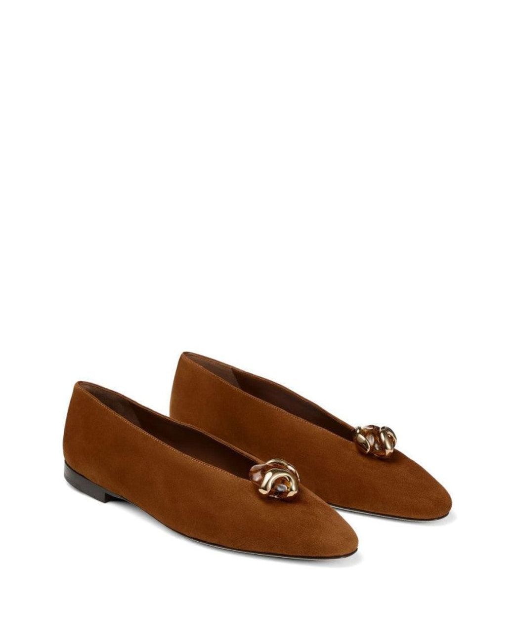 Jimmy Choo Brown Margot Leather Ballet Flats