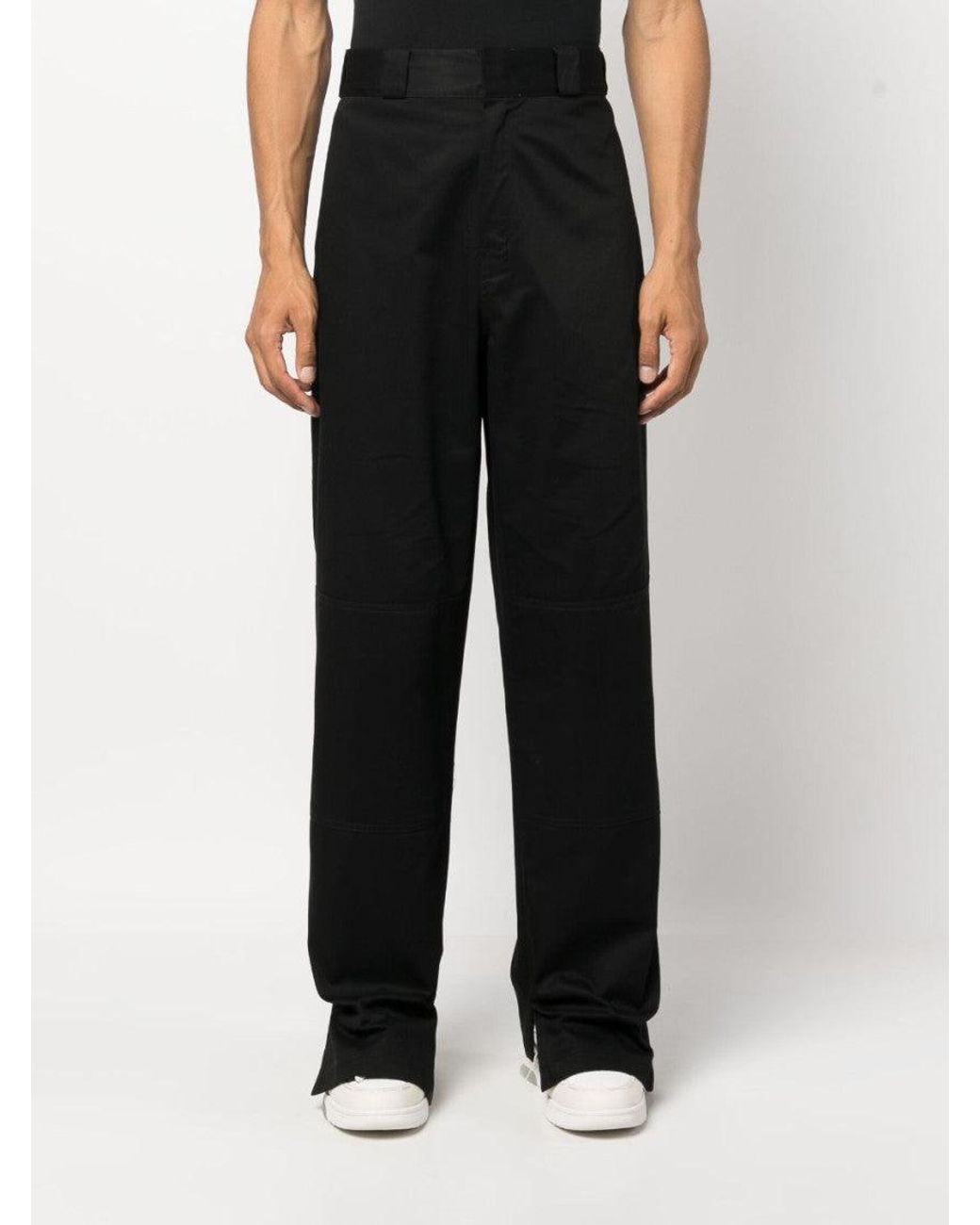 Palm Angels Black Logo Detail Cotton Trousers for men