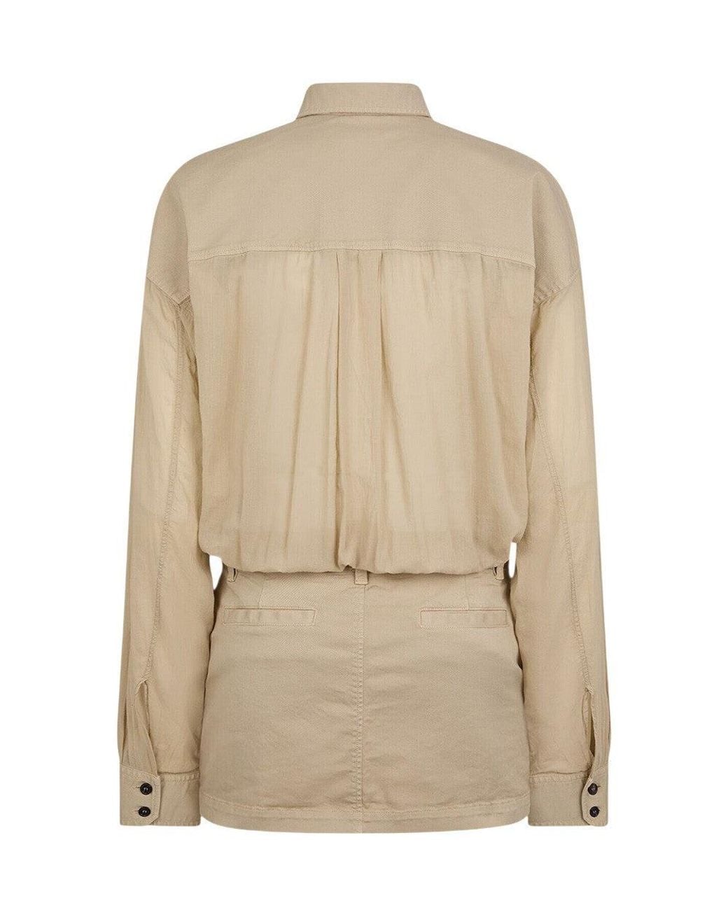 DSquared² Natural Embroidered Shirt Collar Mini Dress