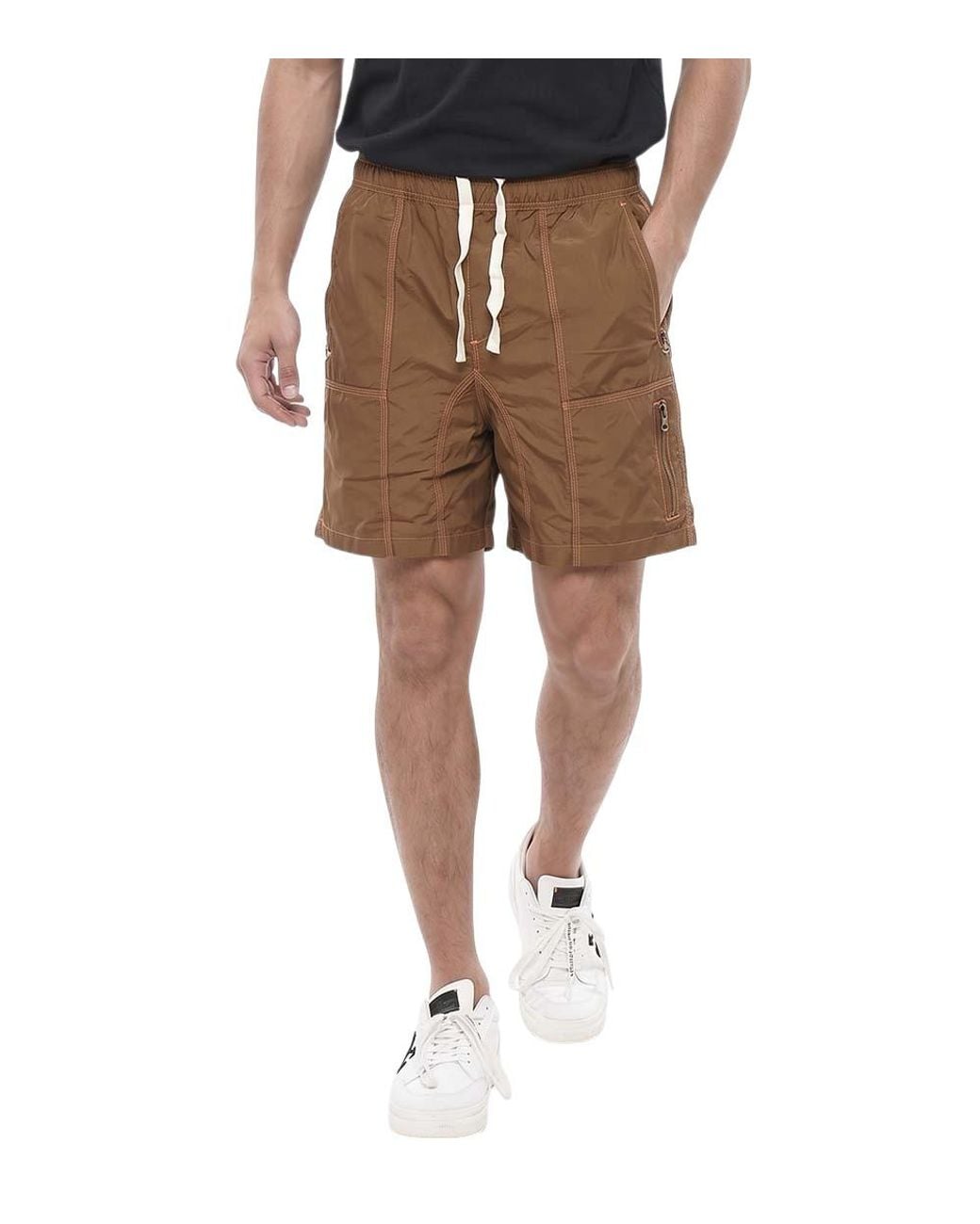 Brain Dead Natural Drawstring Solid Shorts for men