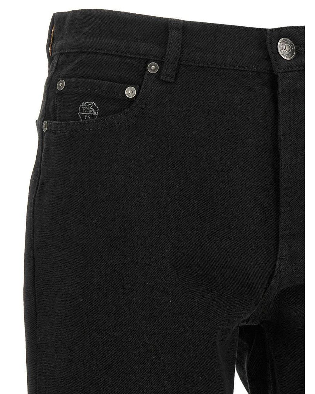 Brunello Cucinelli Black Straight Leg Jeans for men