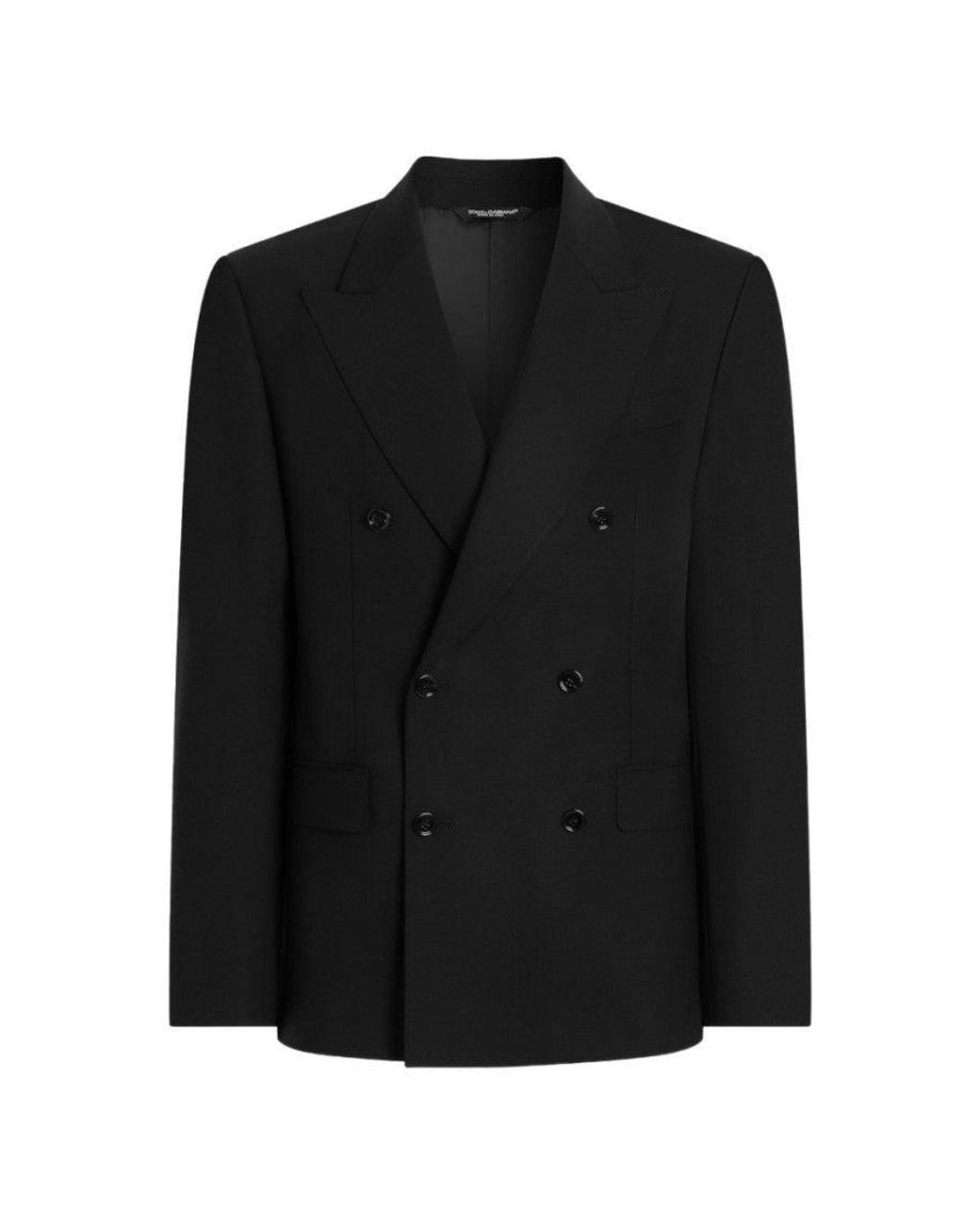 Dolce & Gabbana Black Peaked Lapel Blazer for men