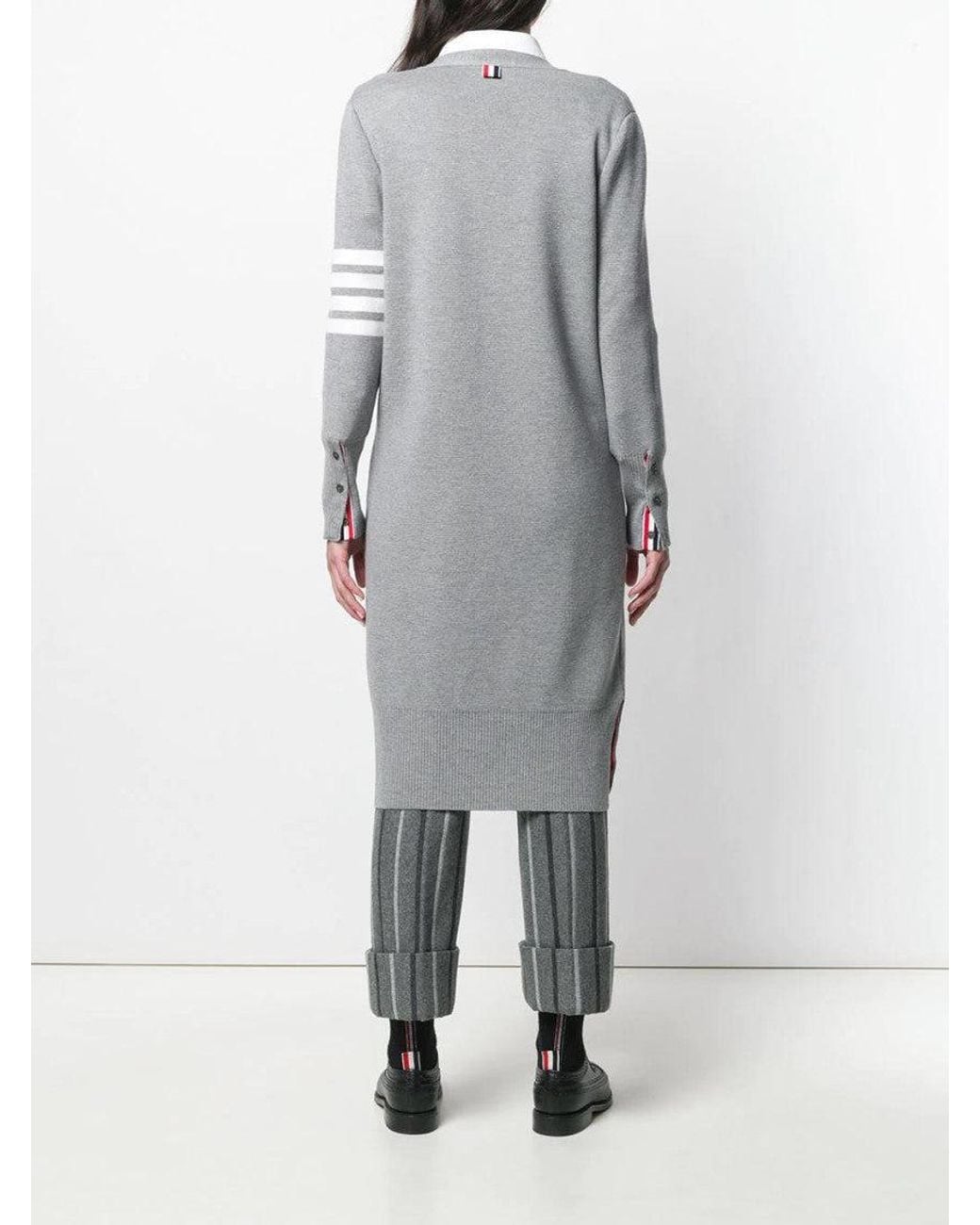 Thom Browne Gray Light Long V-Neck Cardigan