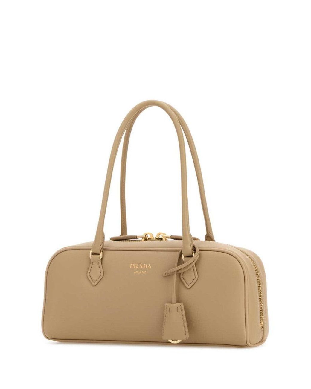 Prada Natural Sand Logo Medium Shoulder Bag