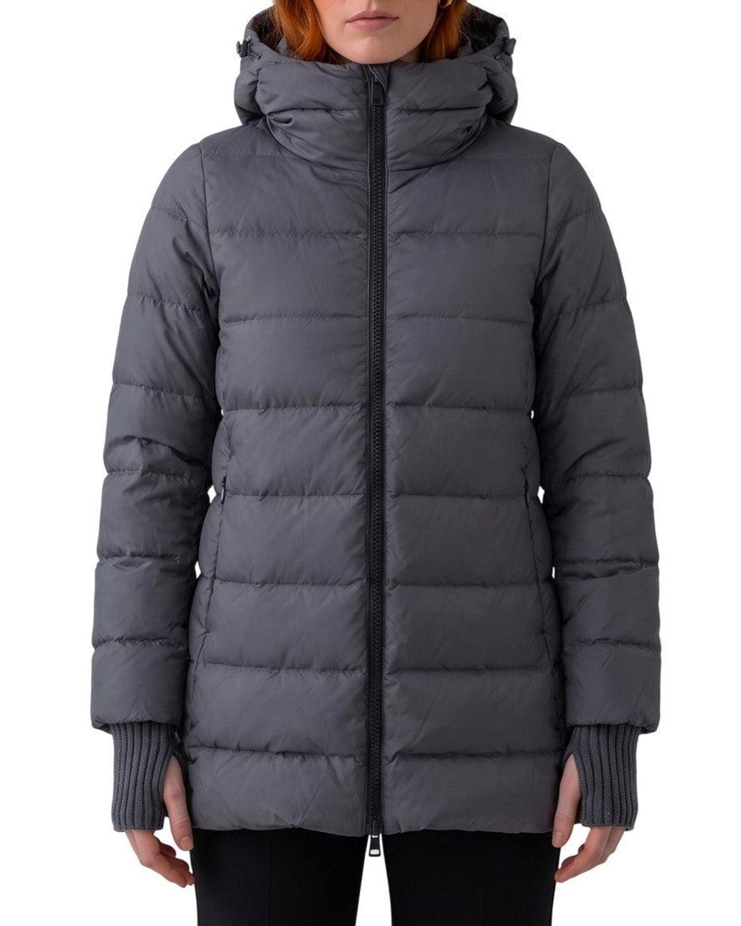Herno Gray Quilted Hood Jacket