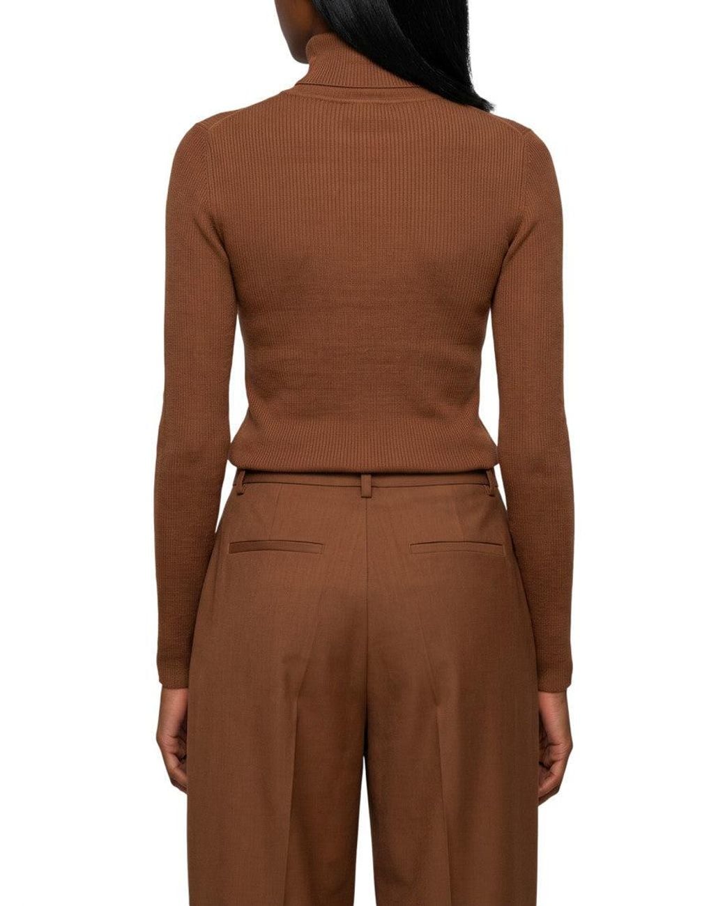 Max Mara Brown Knitted Turtle Neck Sweater