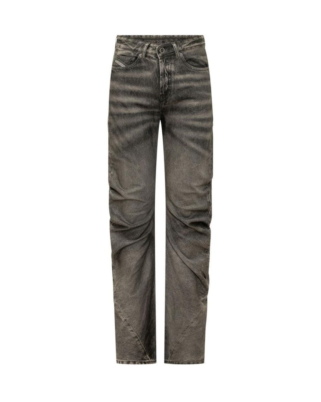 DIESEL Gray Straight Mid Rise Jeans for men