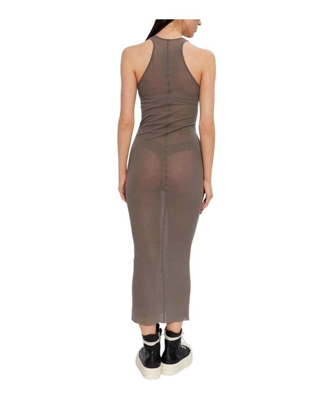 Rick Owens Brown Round Neck Midi Dress