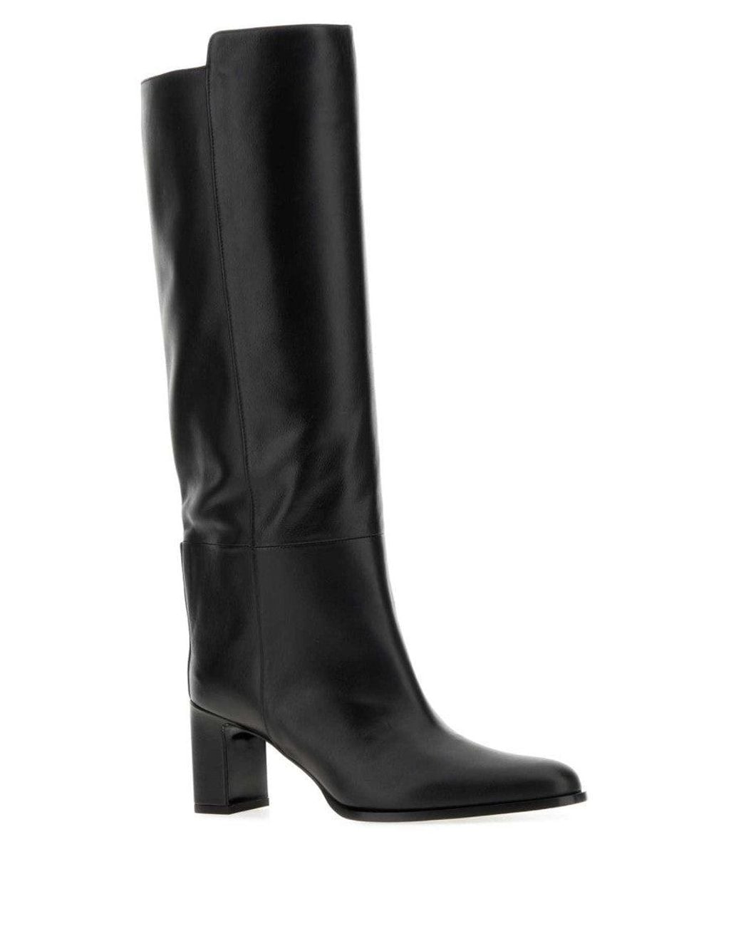 Jimmy Choo Black Caly Leather Heel Boots