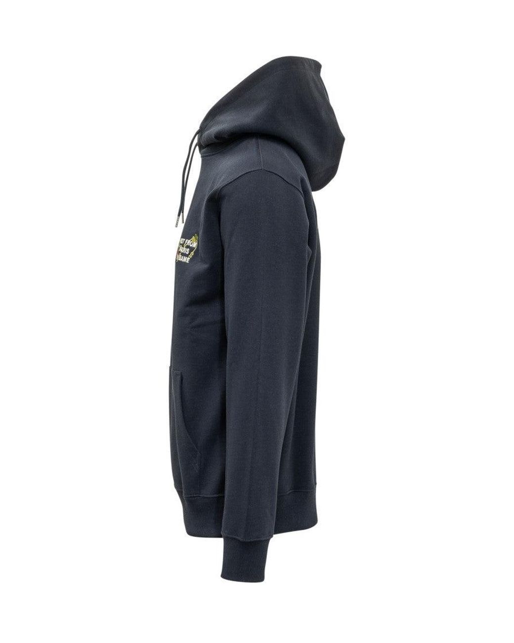 Drole de Monsieur Blue Embroidered Hoodie for men