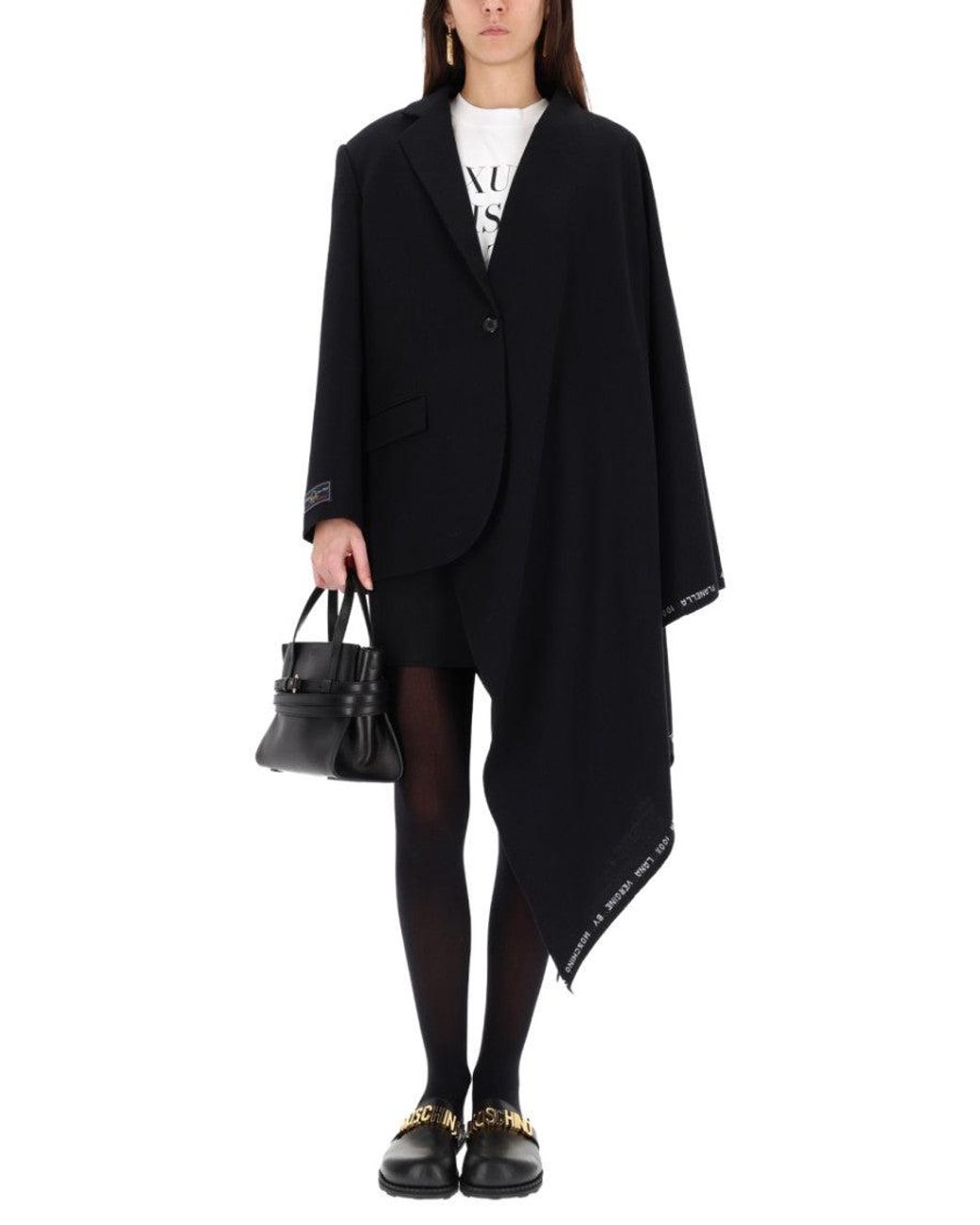 Moschino Black Solid Notched Lapel Jacket