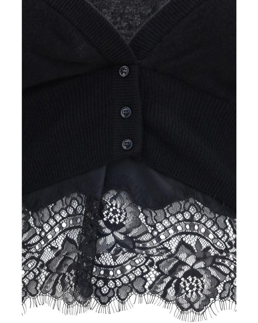 Ermanno Scervino Black Lace V Neck Sweater