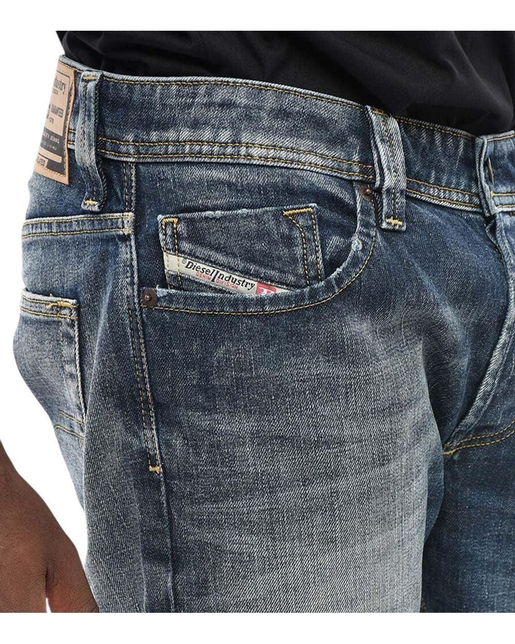 DIESEL Blue Straight Mid Rise Jeans for men
