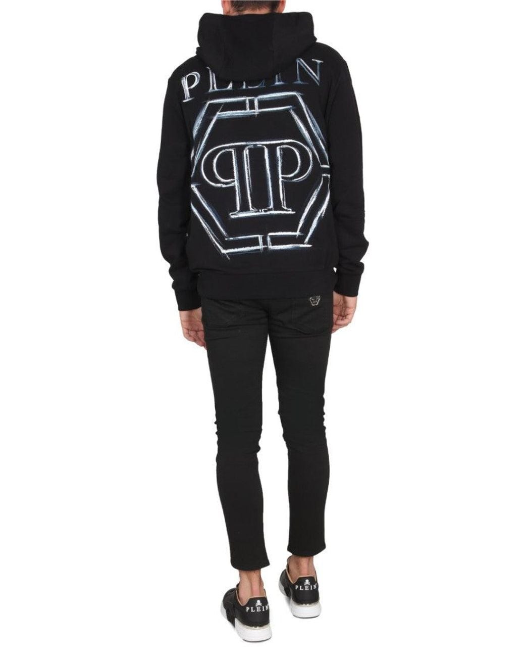 Philipp Plein Black Logo Hood Sweatshirt for men