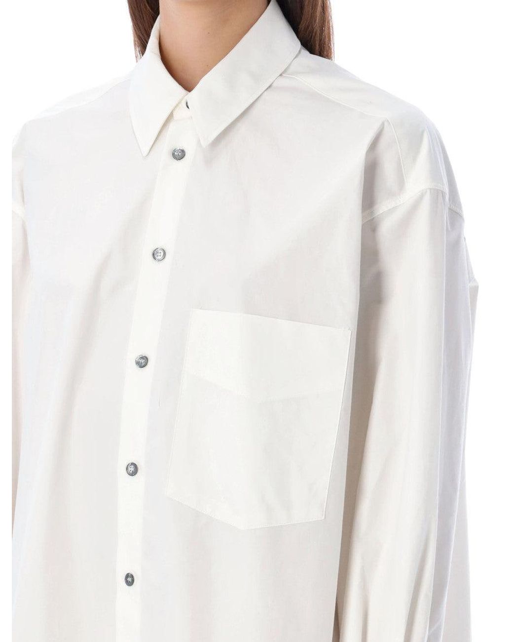 Palm Angels White Logo Shirt Collar Dress
