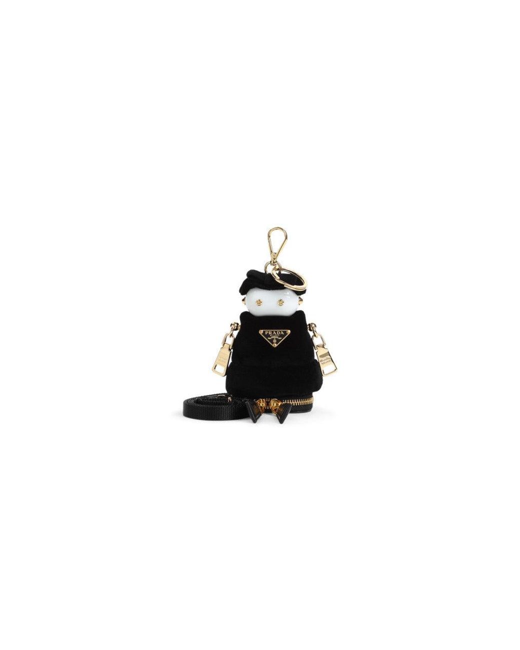 Prada Black Soft Robot Charm Key Holder