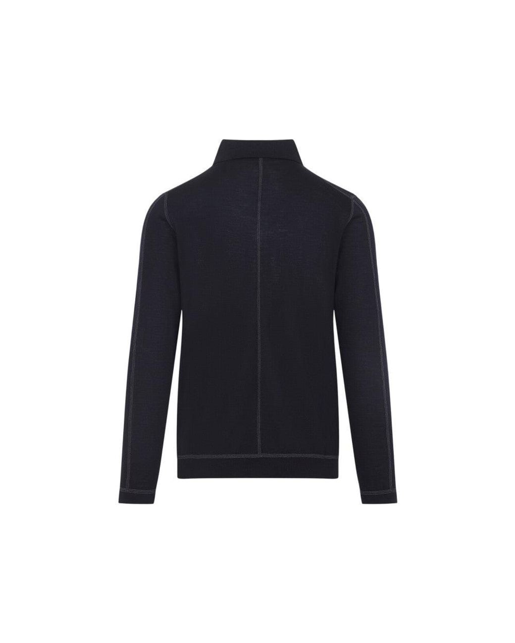 Prada Blue Solid Polo Sweater for men