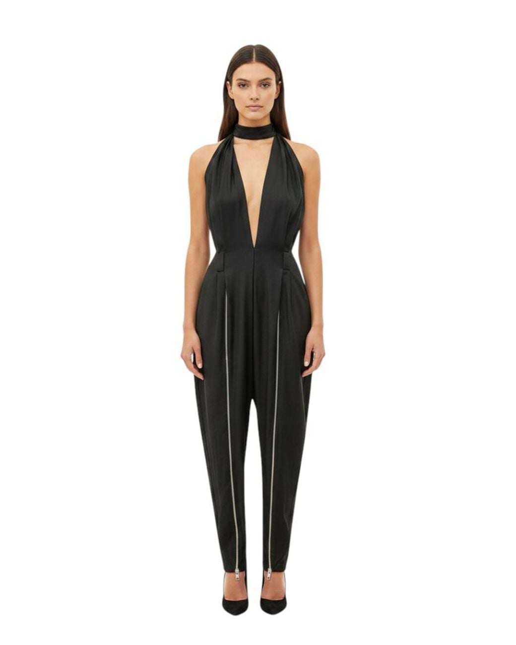 Coperni Black Solid Halter Neck Jumpsuit